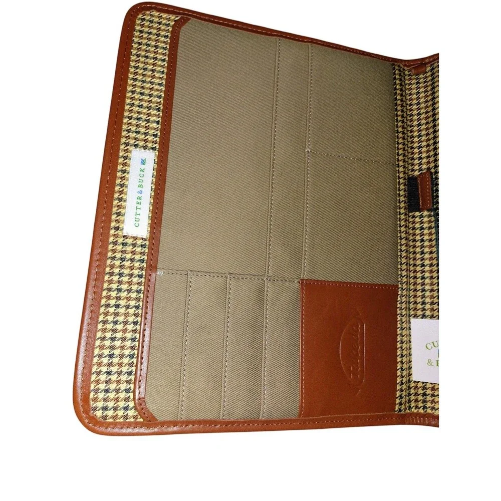 NWT Cutter & Buck Canvas & Leather Padfolio Organizer Planner Tan    57